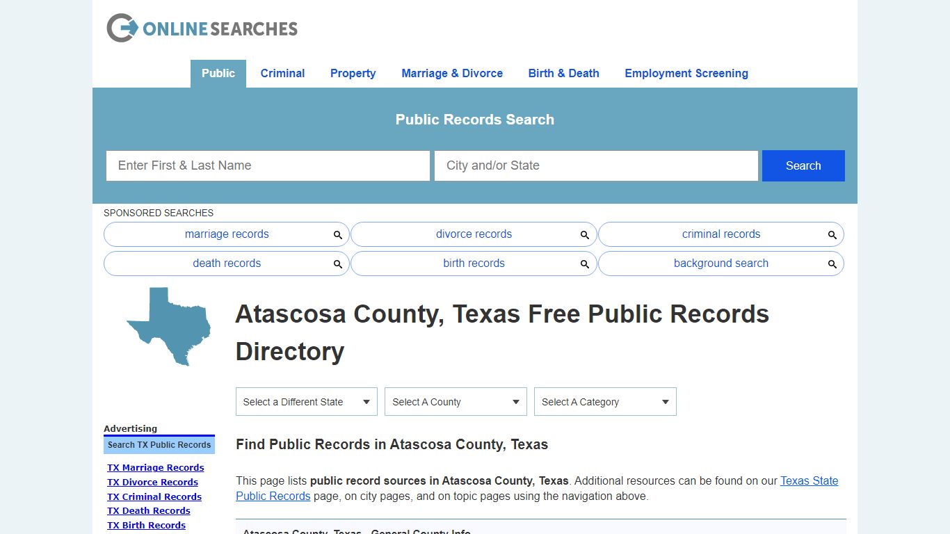 Atascosa County, Texas Public Records Directory - OnlineSearches.com