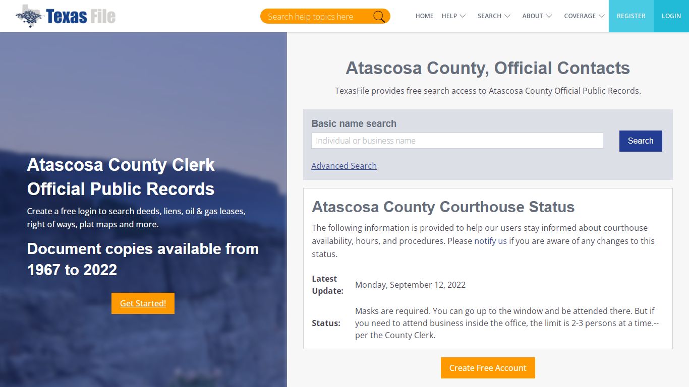 Atascosa County Clerk Official Public Records | TexasFile